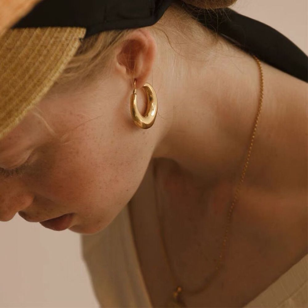 18K Gold Plated Chunky Hoop Earrings